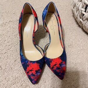 Jessica Simpson Red and Blue Heels
